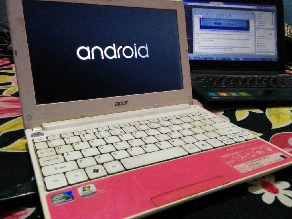 A Windows Laptop installed with Android x86 5.1 Lollipop OS