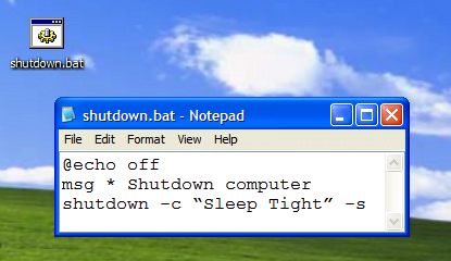 Shut Down computer forcefully using Notepad