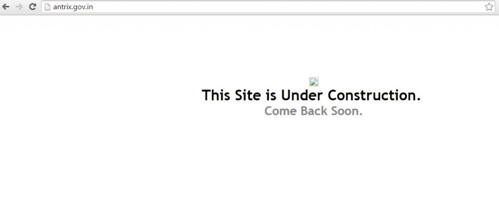 Antrix Corporation Limited Website Under Construction after getting Hacked