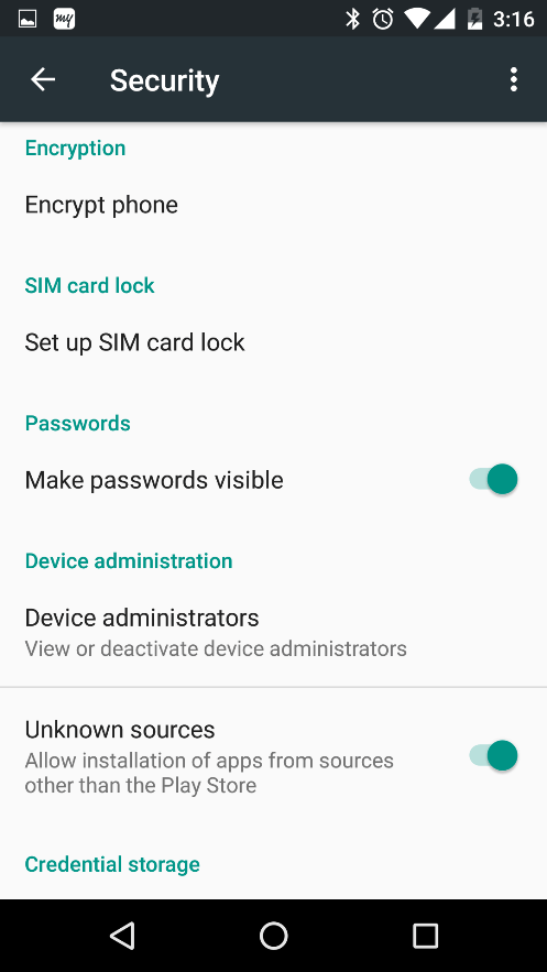 Security Settings in Android Phone