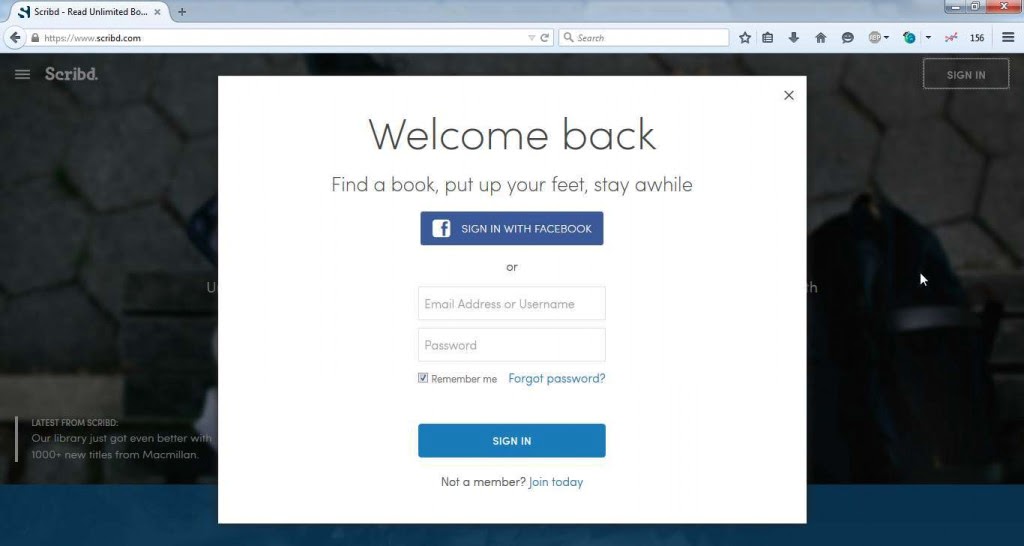 Method 1: Using Facebook Login to Scribd