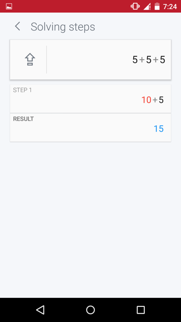 Photomath App showing Solving Steps