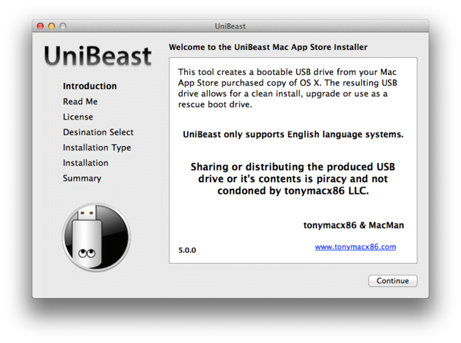 mac os x yosemite usb install on windows