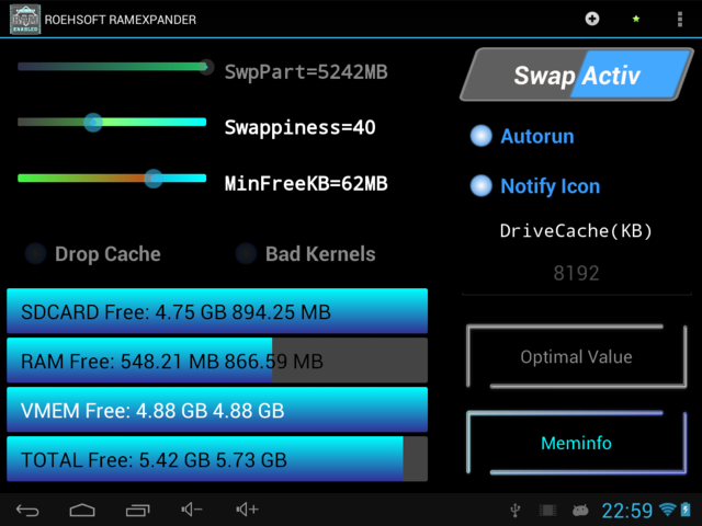 Rozšiřující se Zařízení se systémem Android, RAM pomocí Rheosoft RAM Expander Aplikace's RAM using Rheosoft RAM Expander App