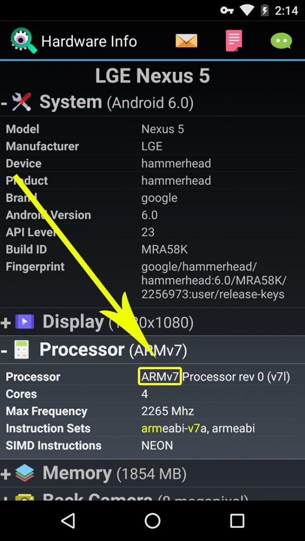 Check Android Phone Processor Type