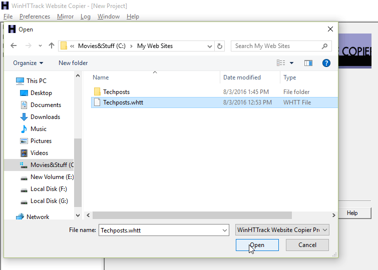 Select file with .Wttt extension