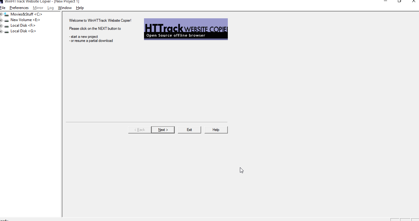 Setup - WinHTTrack Website Copier