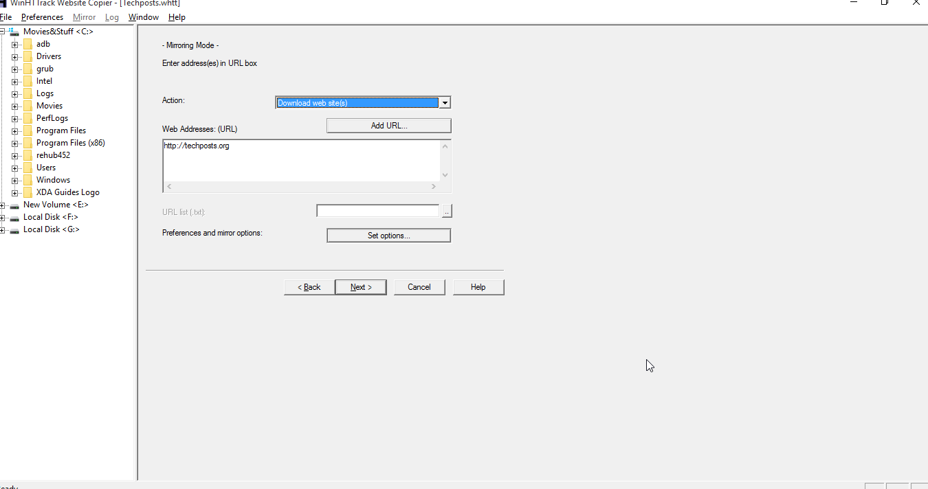 WinHTTrack Website Copier - [Techposts.whtt]