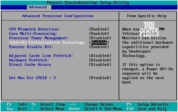 Enable Intel Virtualization