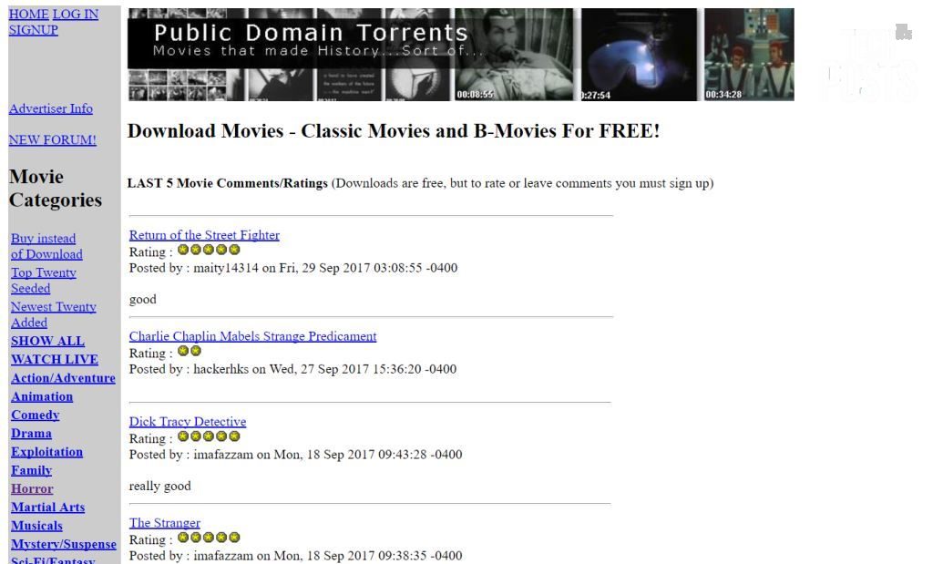 Public Domain Movie Torrents with PDA iPod Divx PSP versions