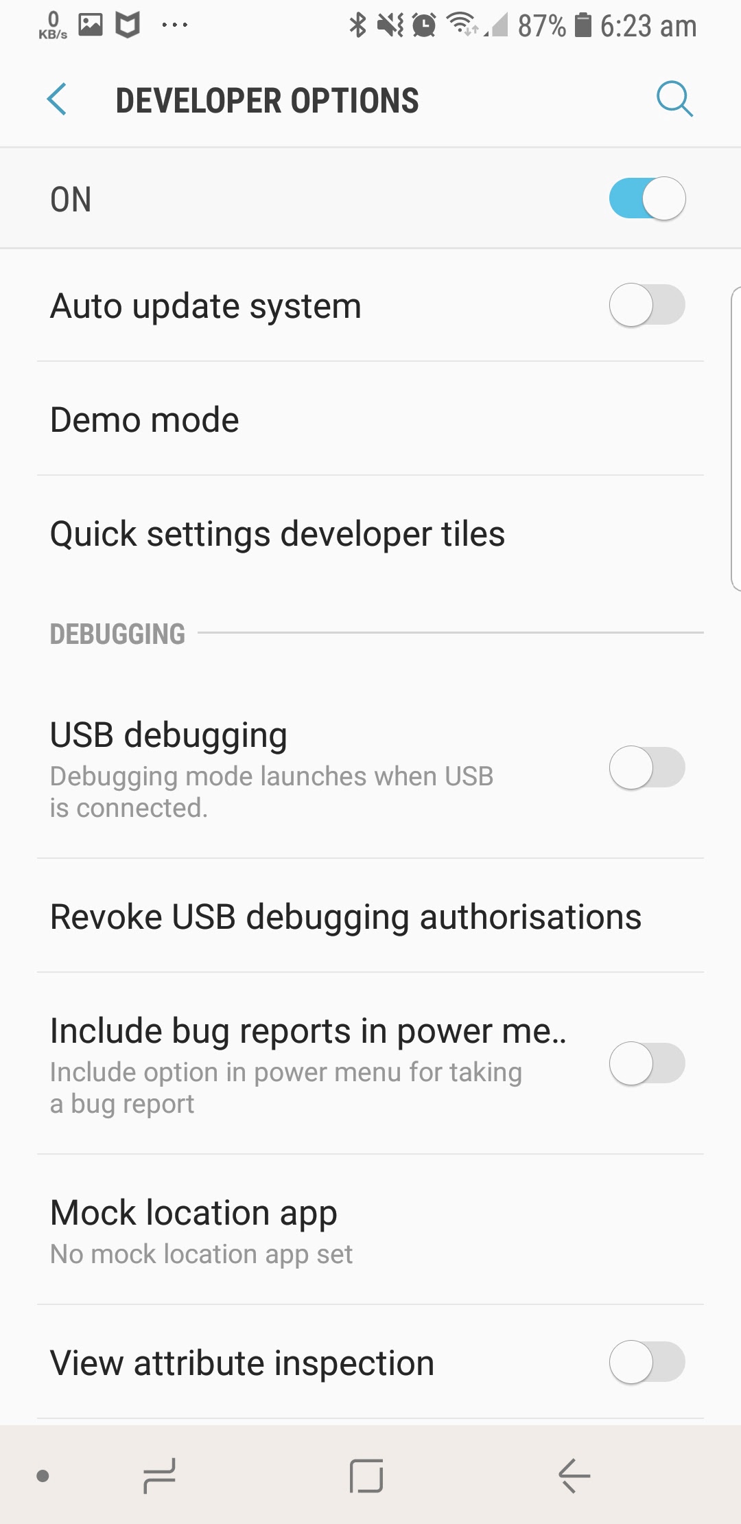 Disable USB Debugging and Developer options