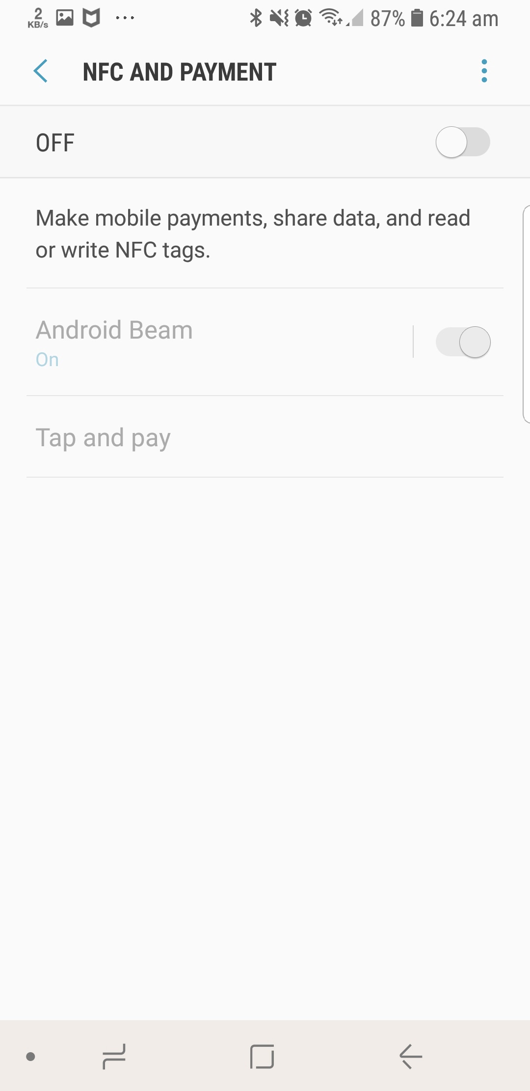 Disable NFC and Android Beam