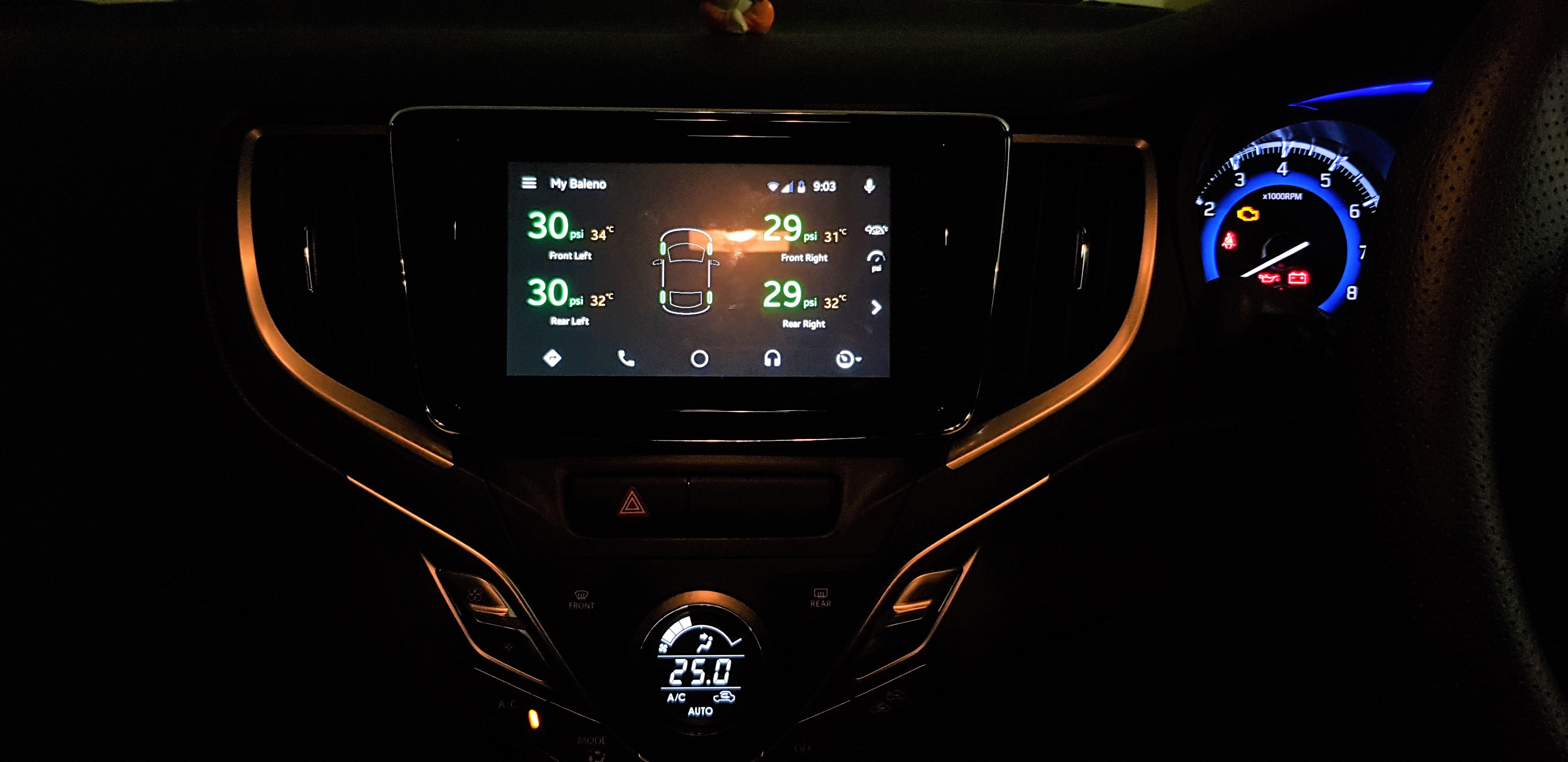 Tyre Pressure Monitoring System TPMS for Maruti Suzuki Baleno Android Auto