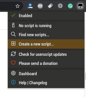 create a new script in Tampermonkey