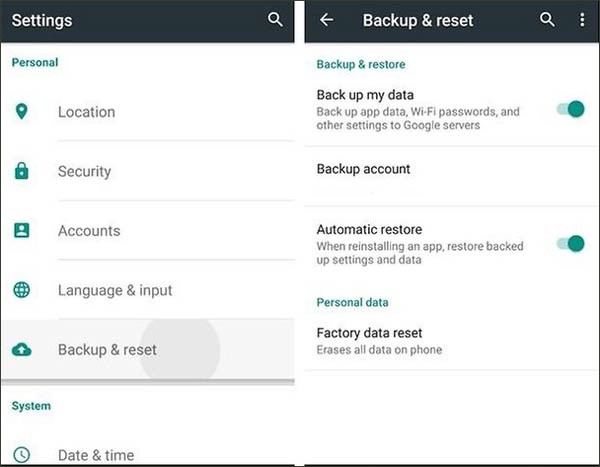 backup and restore by using Google account