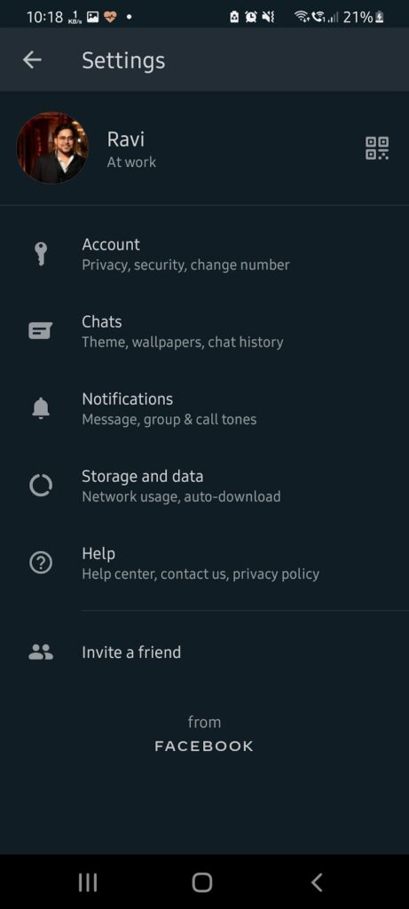 Access Backup option in WhatsApp to create latest backup