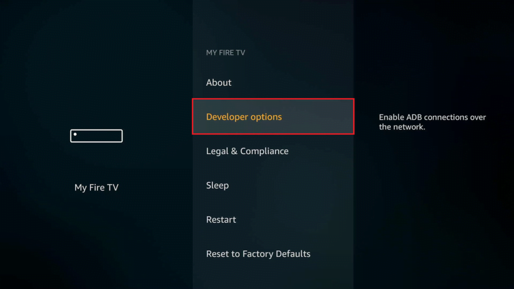 Developer options in FireTV 