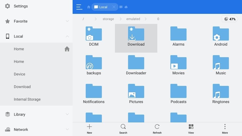 Storage Folders in ES File Manager 