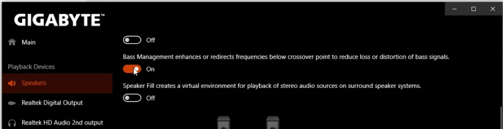 Enable bass management