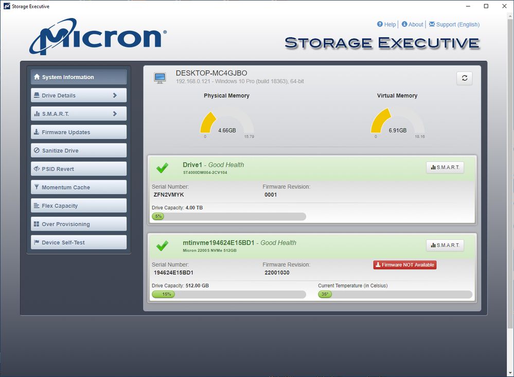 crucial storage executive tool for SSD firmware update