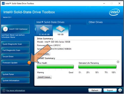 Intel SSD Firmware update tool