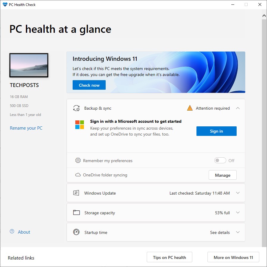 Check Windows 11 compatibility