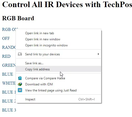 copy the button URL