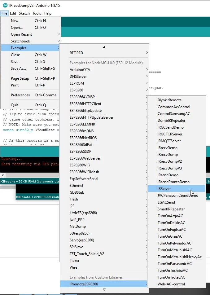 Load the IRServer example