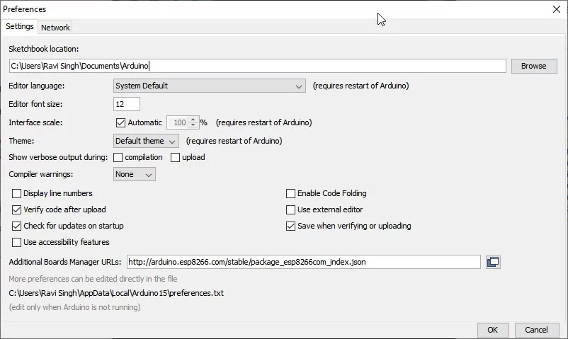 add the esp8266 json url