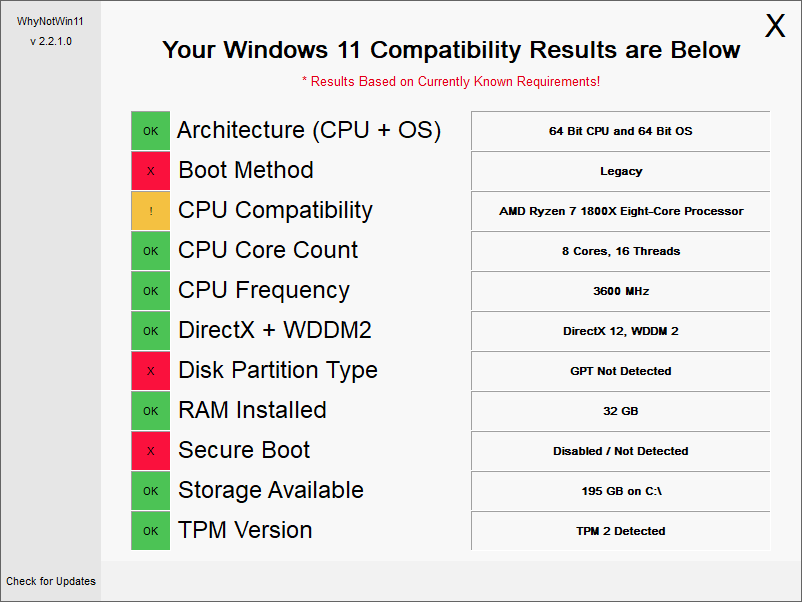 Check why system is not compatible for Windows 11