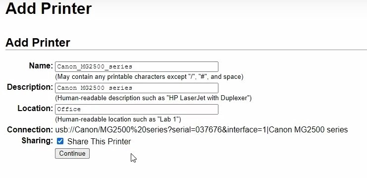 schakel geselecteerde USB-printer draadloos in