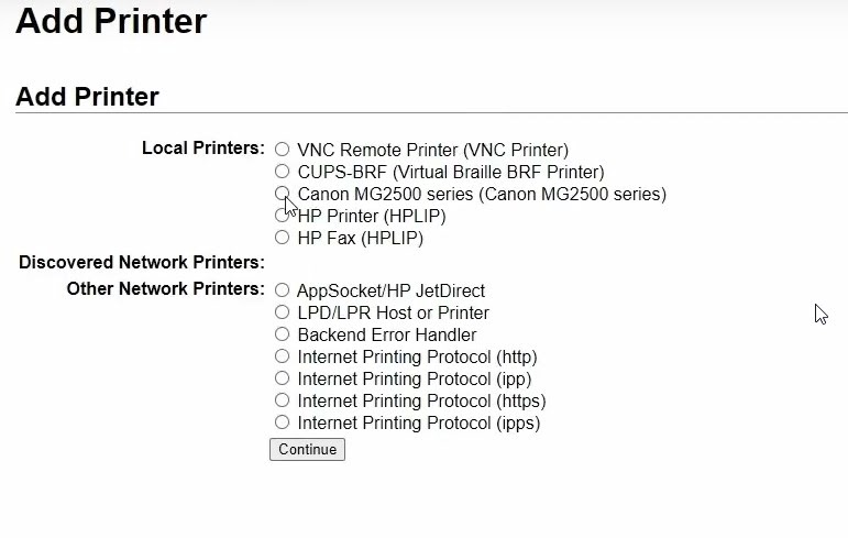 Selezionare la stampante per renderla wireless