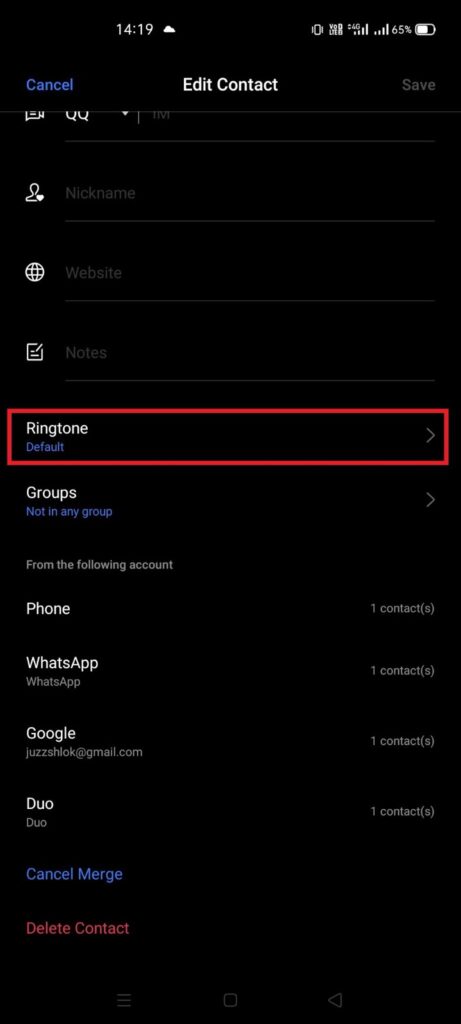 select ringtone