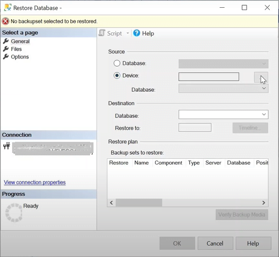 restore database