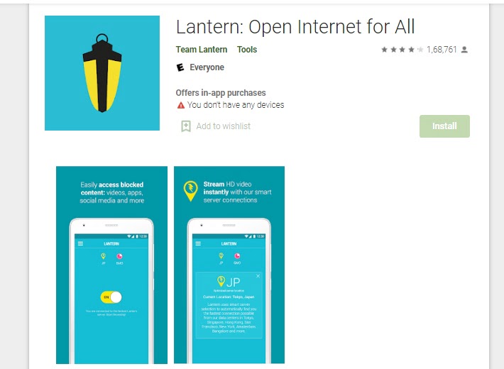 Download the Lantern app from Play Store