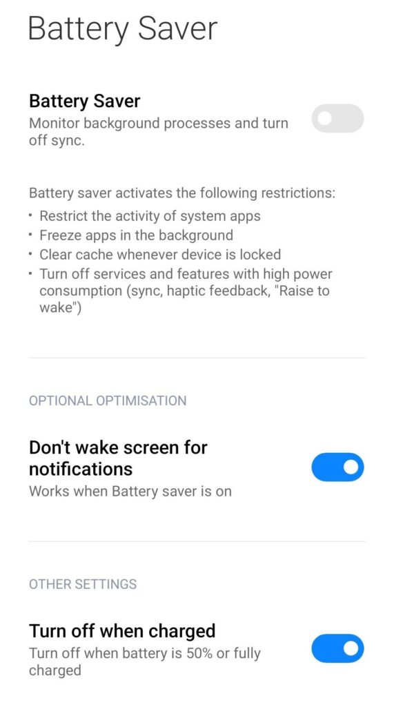 Battery Saving mode
