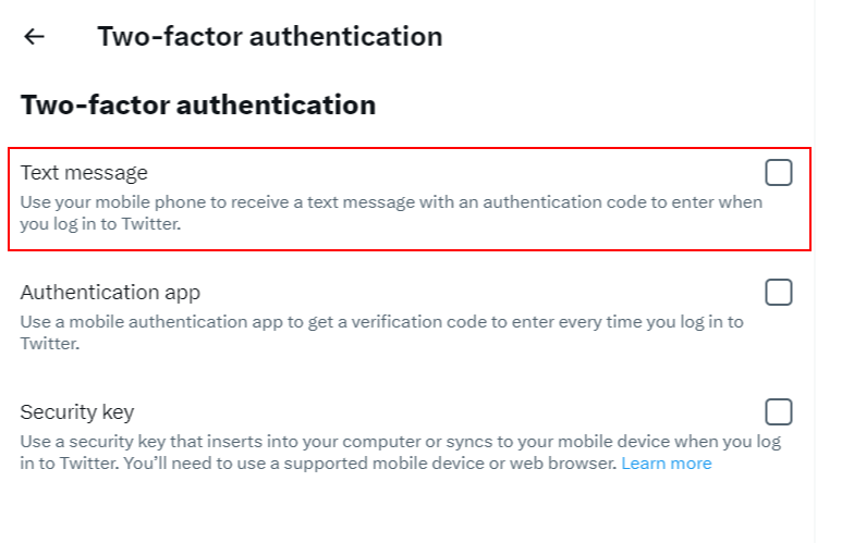 untick the Text Message option