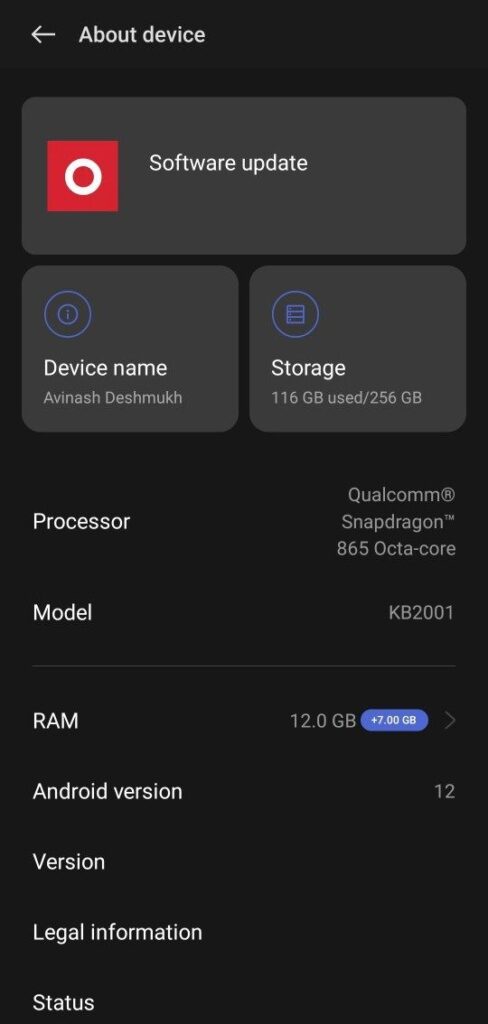 tap on the RAM option in your Android phone