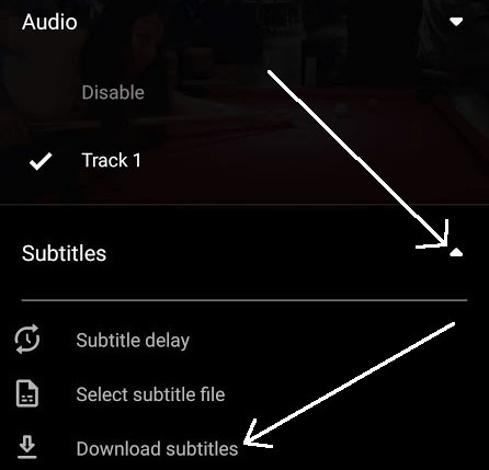 tap on Download subtitles option in VLC android tod ownload subtitles